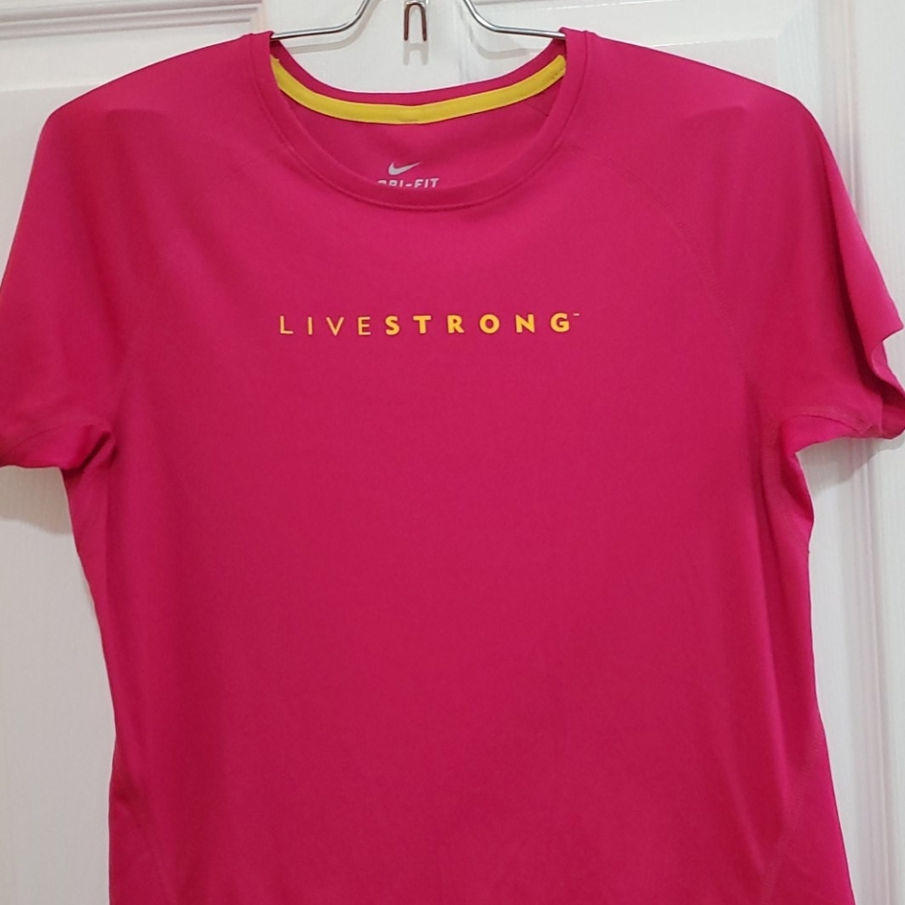 EUC NIKE DRI FIT "LIVESTRONG" PINK TOP MEDIUM